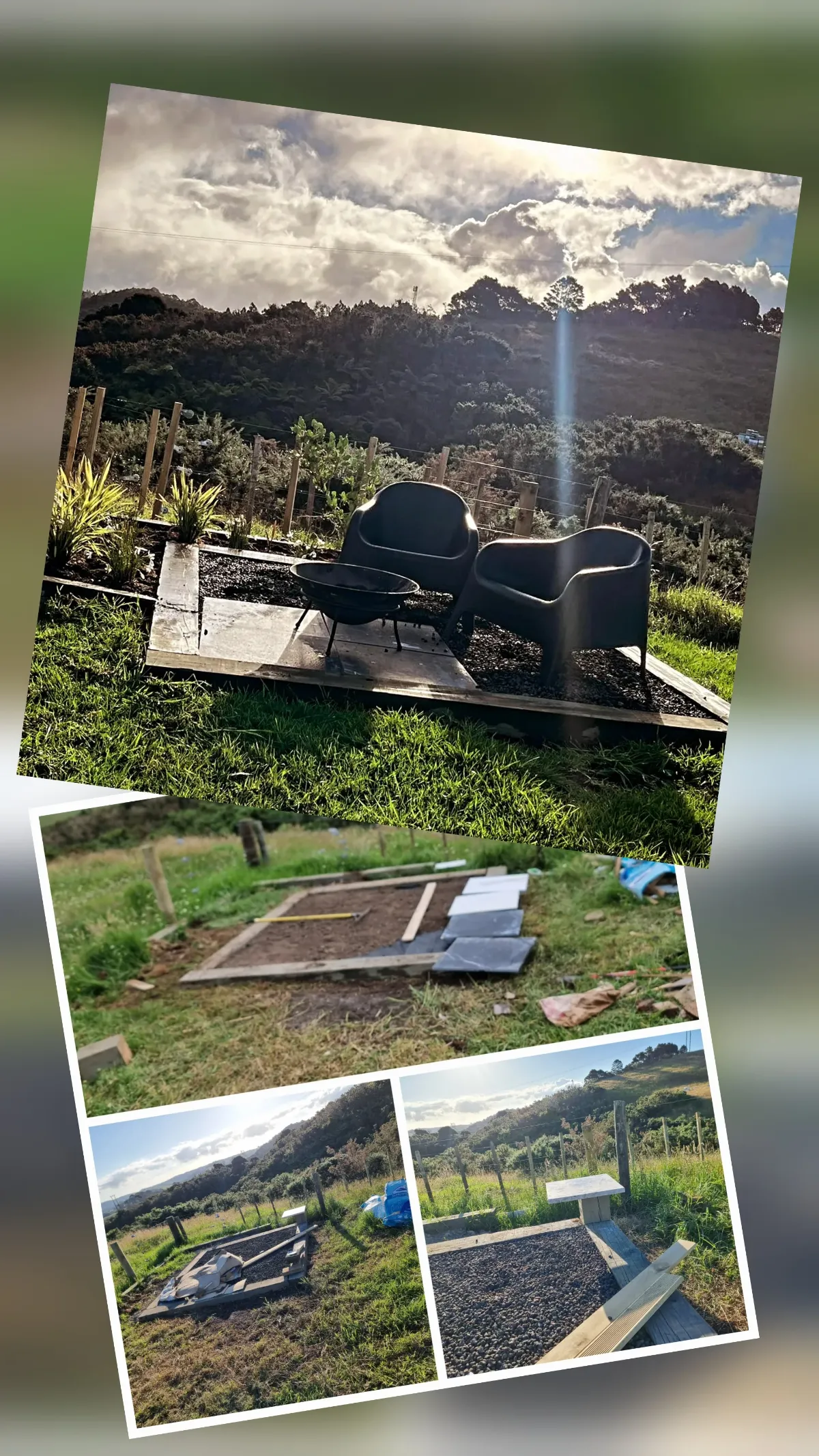 Outdoor fire-pit patio and seating build