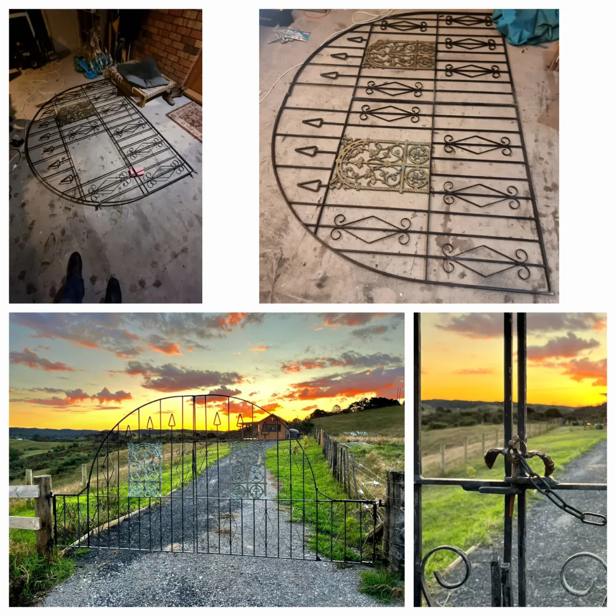Wrought-iron ornamental driveway gate